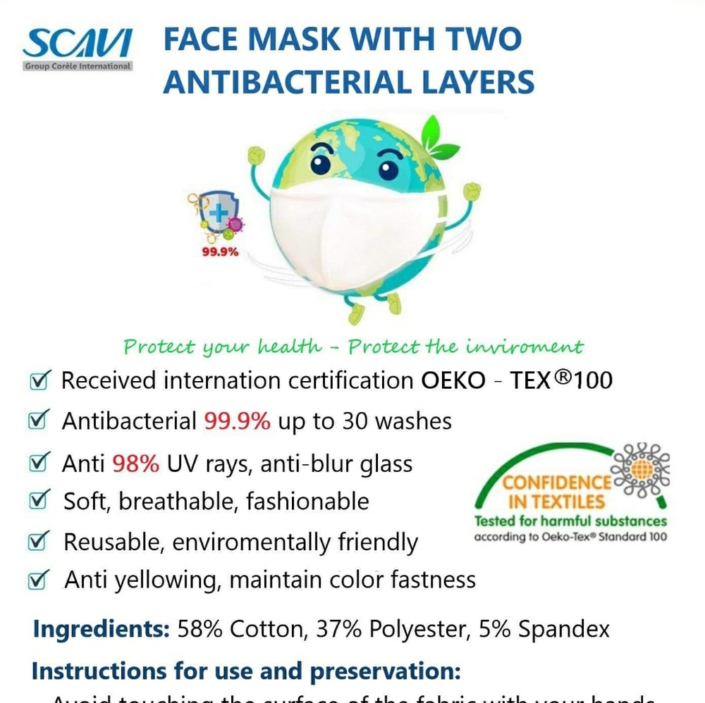 3 Set of Scavi Mask (3pinks,3grays,3whites,3blues)